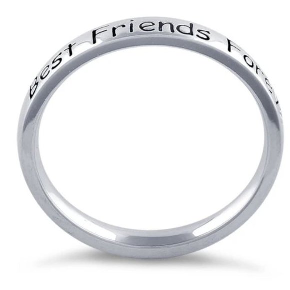 Best Friends Forever BFF Ring 2.7 mm Band 925 Sterling Silver Women's - Picture 11 of 12
